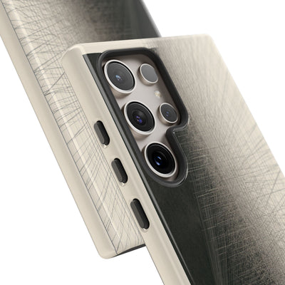 Beige Tough Phone Case for Samsung - Brutalist Graphite Grid