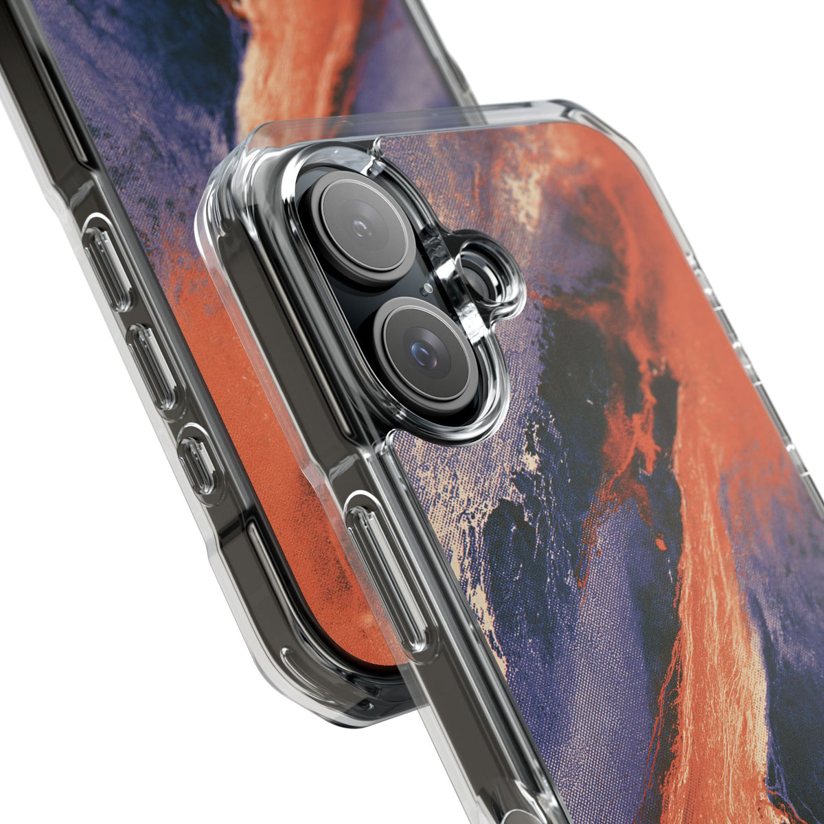 Solar Aura Drift · Clear Impact Magnetic Phone Case for iPhone · Orange