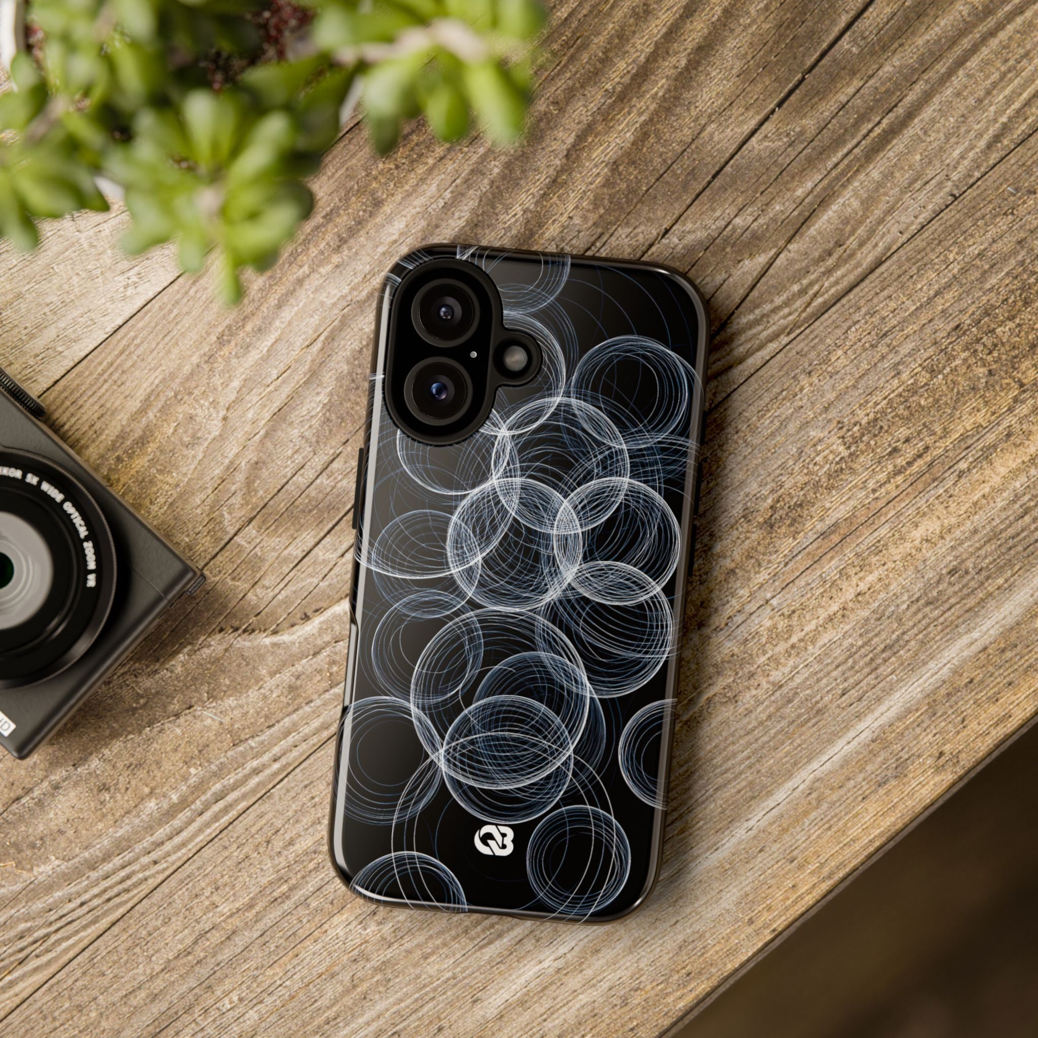 Black Tough Phone Case for iPhone - Frosted Ring Matrix