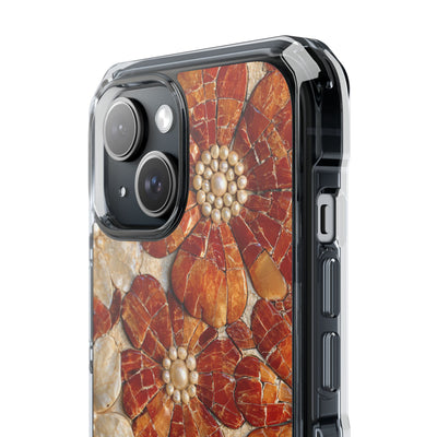 Carnelian Pearl Bloom · Clear Impact Magnetic Phone Case for iPhone · Orange