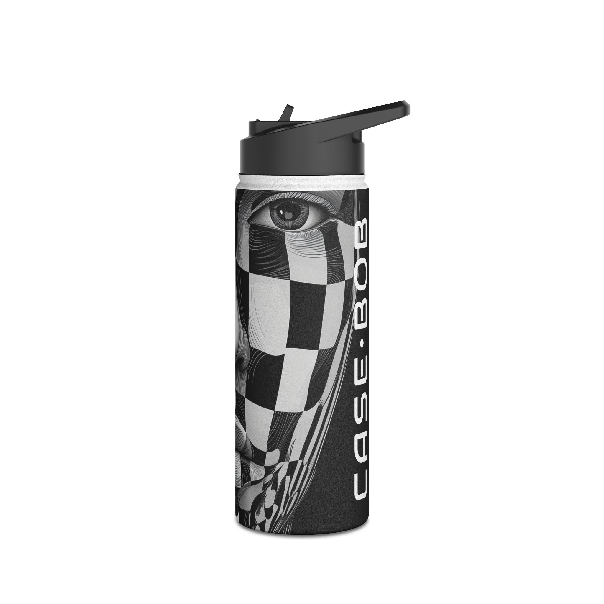 Mirrored Checkerboard Face - Stainless Steel Water Bottle