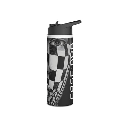 Mirrored Checkerboard Face - Stainless Steel Water Bottle