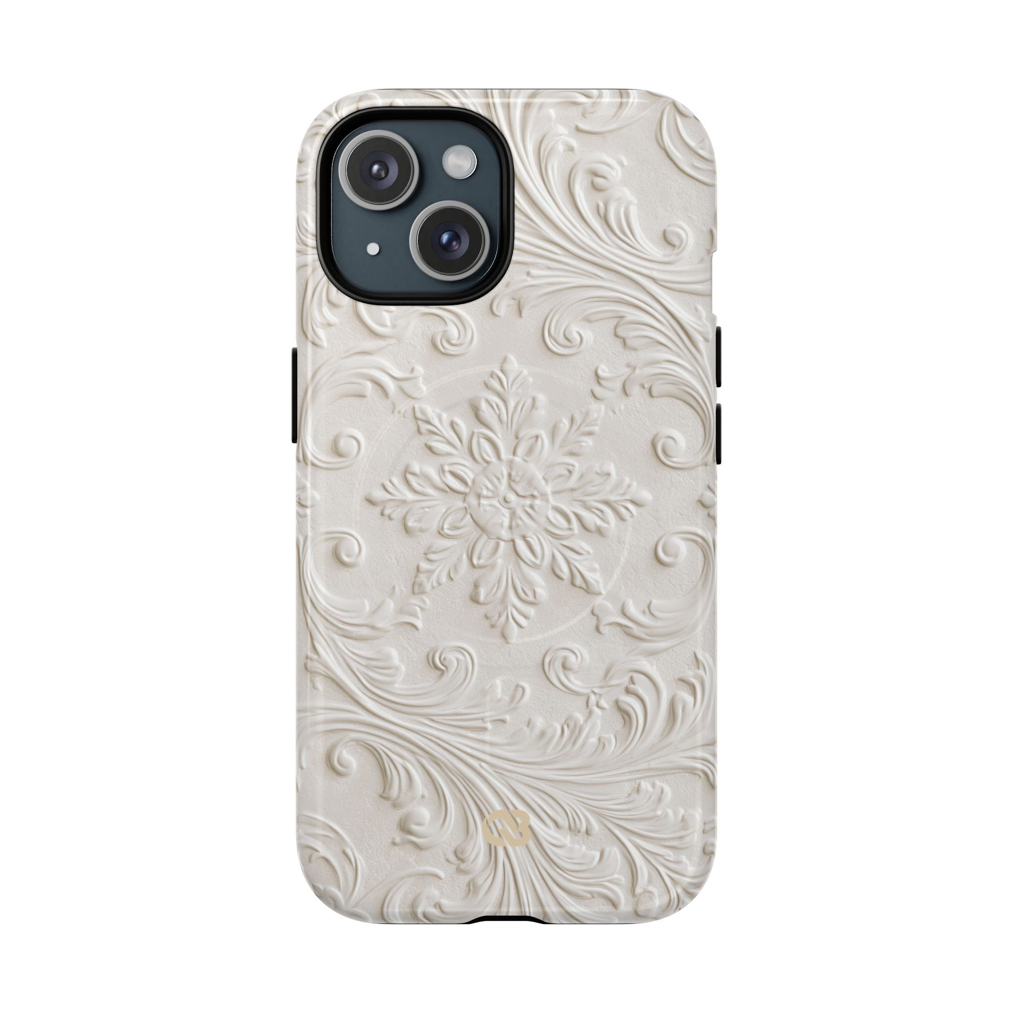 White Tough 2.0 Magsafe Phone Case for iPhone - Alabaster Floral Relief