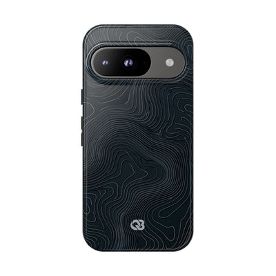 Black Tough Phone Case for Google Pixel - Obsidian Ridge Topo