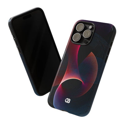 Black Tough Phone Case for iPhone - Cobalt Crimson Flux