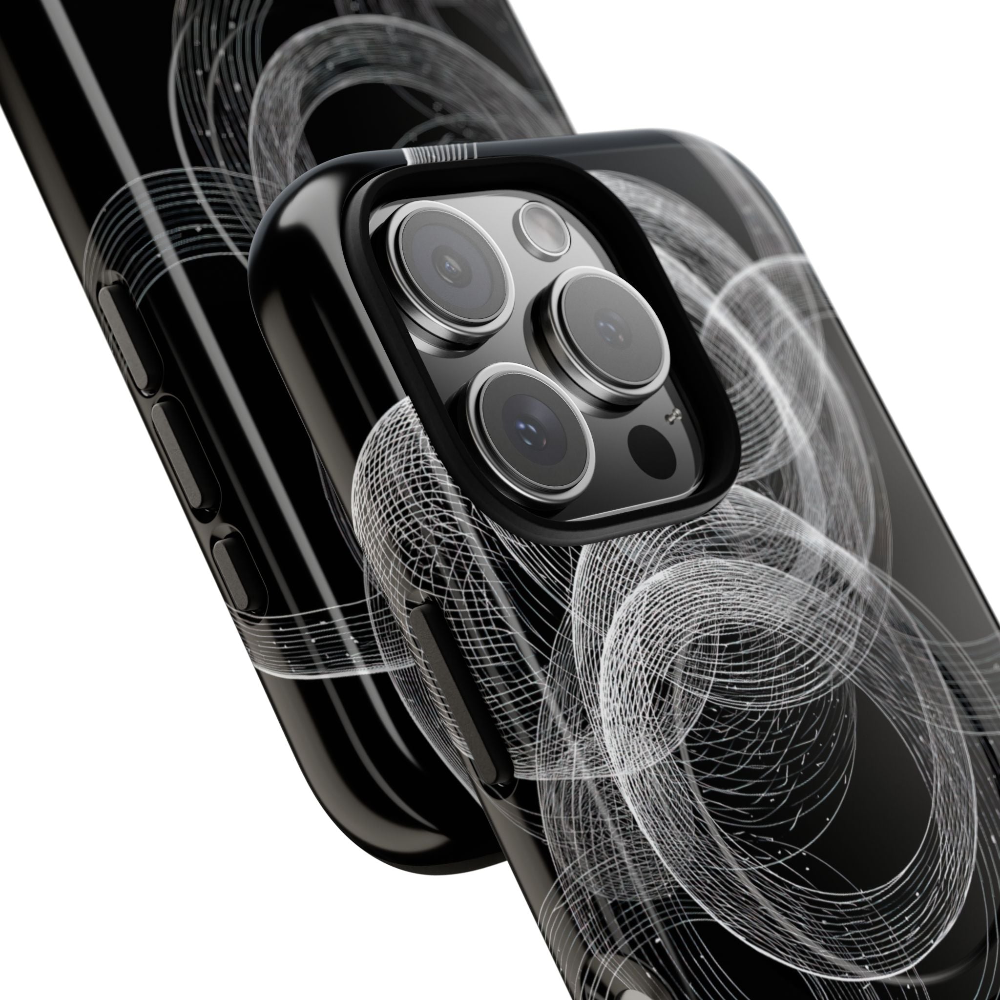 Black Tough 2.0 Magsafe Phone Case for iPhone - Kinetic Wireframe Orbit