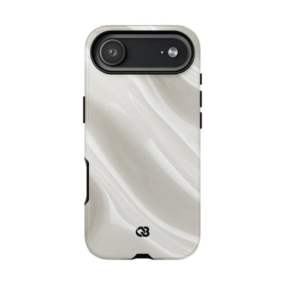 White Tough Phone Case for iPhone - Polished Ivory Wave