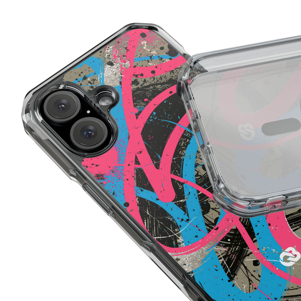 Cyber Splatter Flow · Clear Impact Magnetic Phone Case for iPhone · Pink