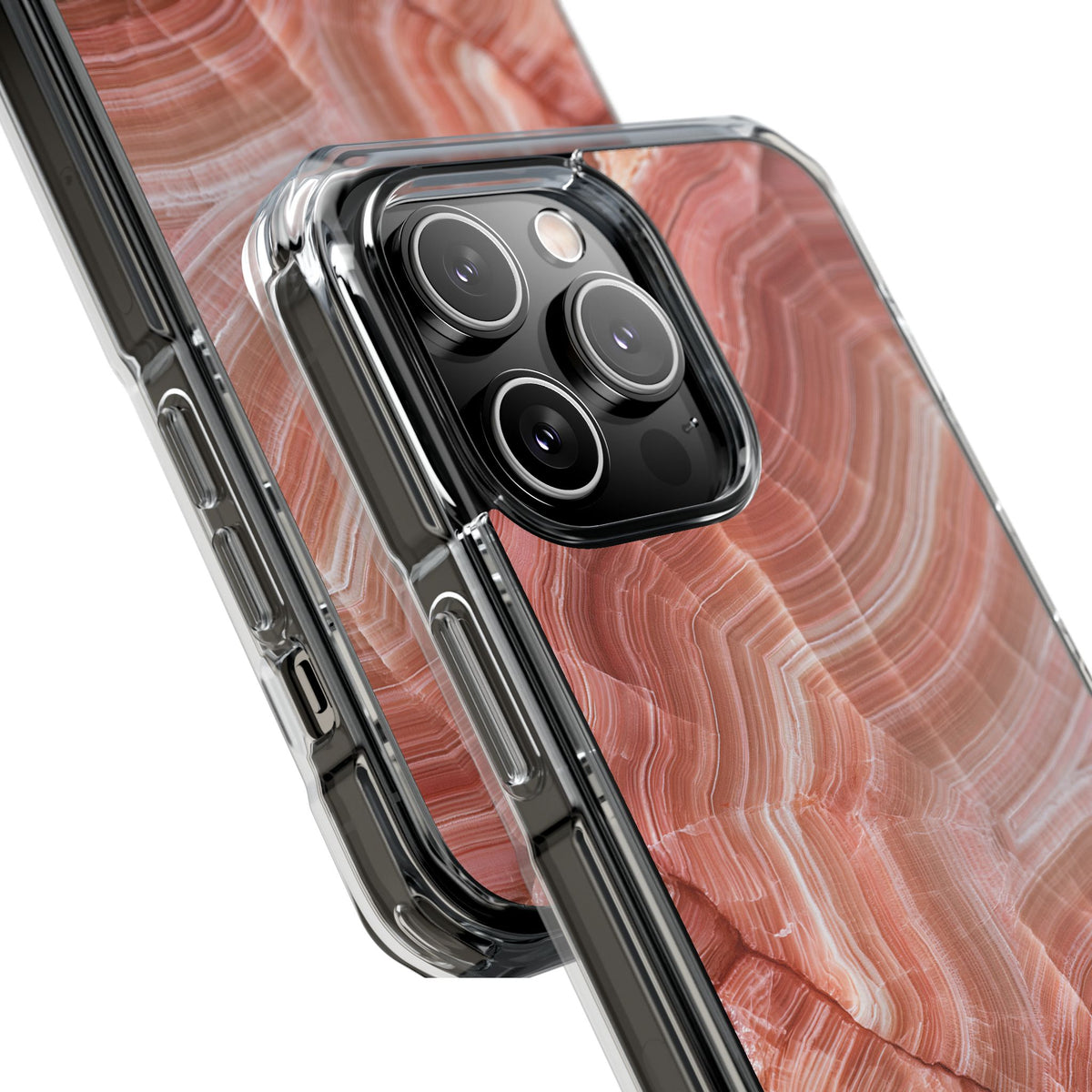 Blushing Rose Strata · Clear Impact Magnetic Phone Case for iPhone · Pink