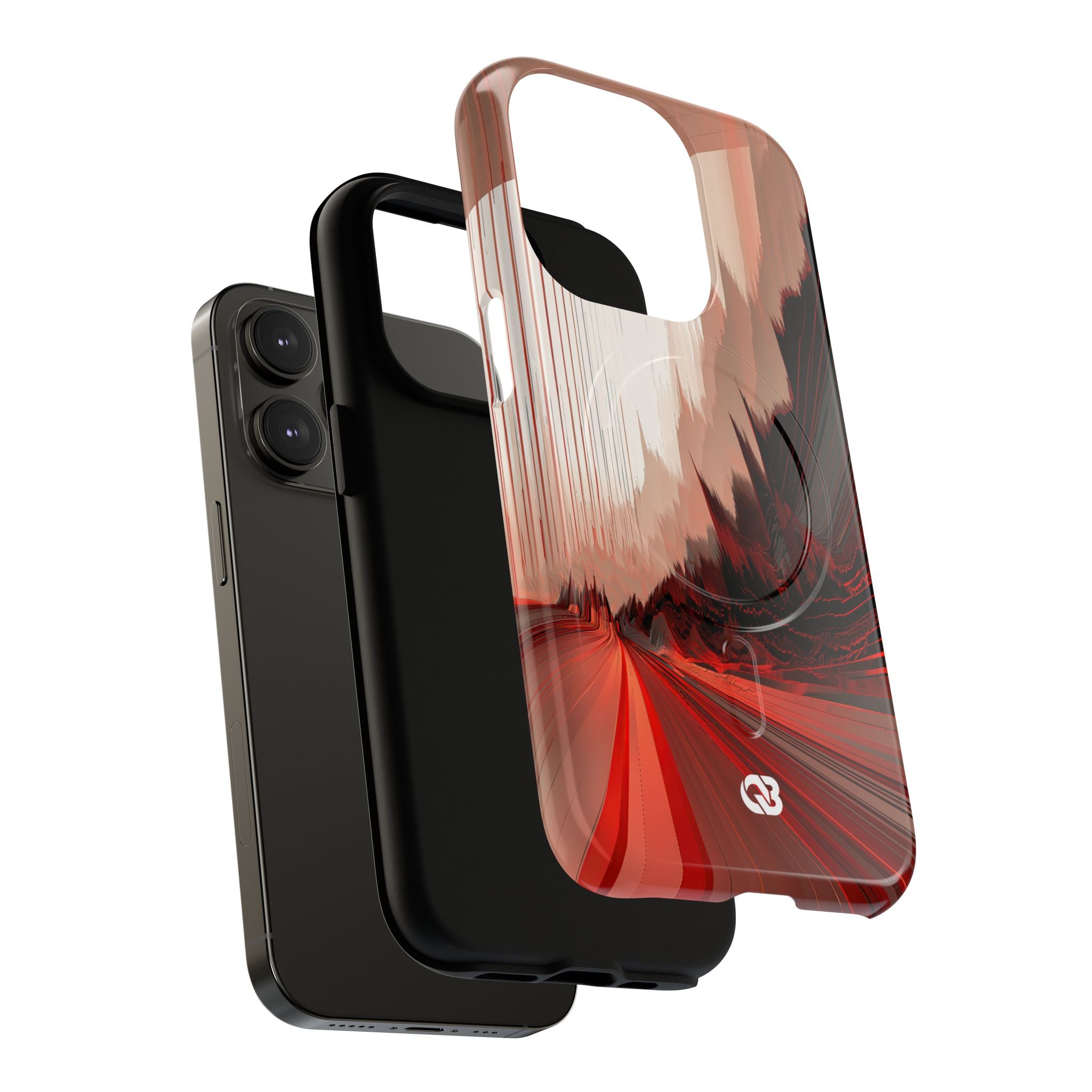Red Tough 2.0 Magsafe Phone Case for iPhone - Crimson Pulse Horizon