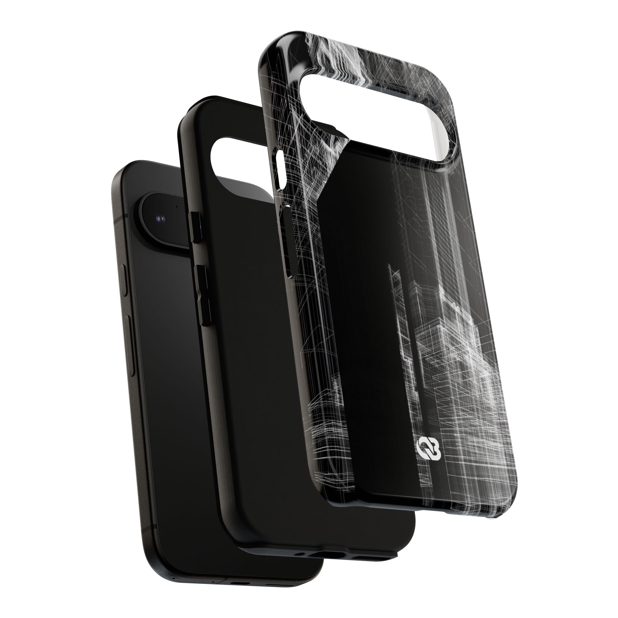 Black Tough Phone Case for Google Pixel - Ghost Urban Wireframe