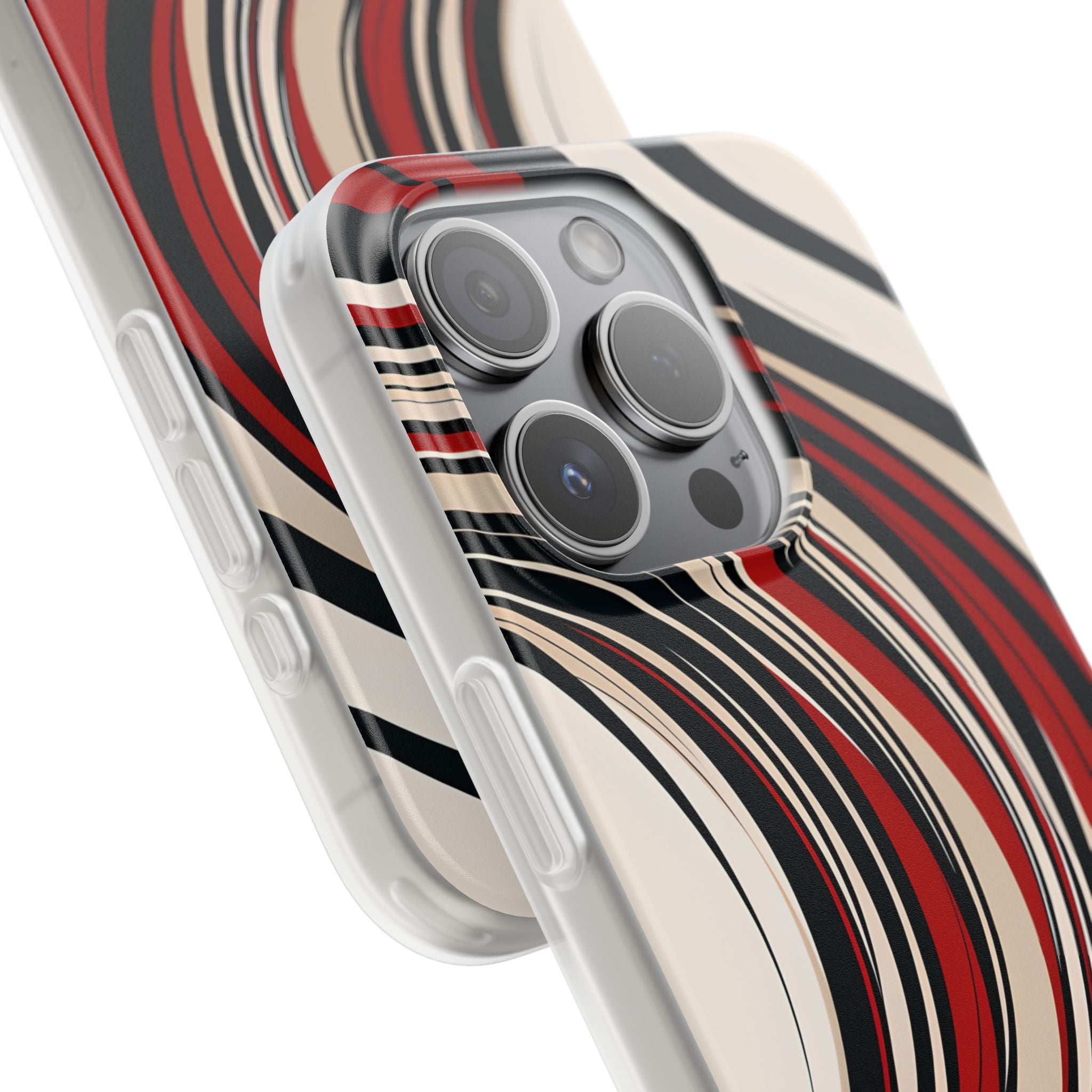 Crimson Flow Waves · Soft Phone Case for iPhone