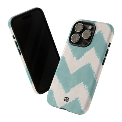 Teal Painted Chevron · Tough Phone Case for iPhone