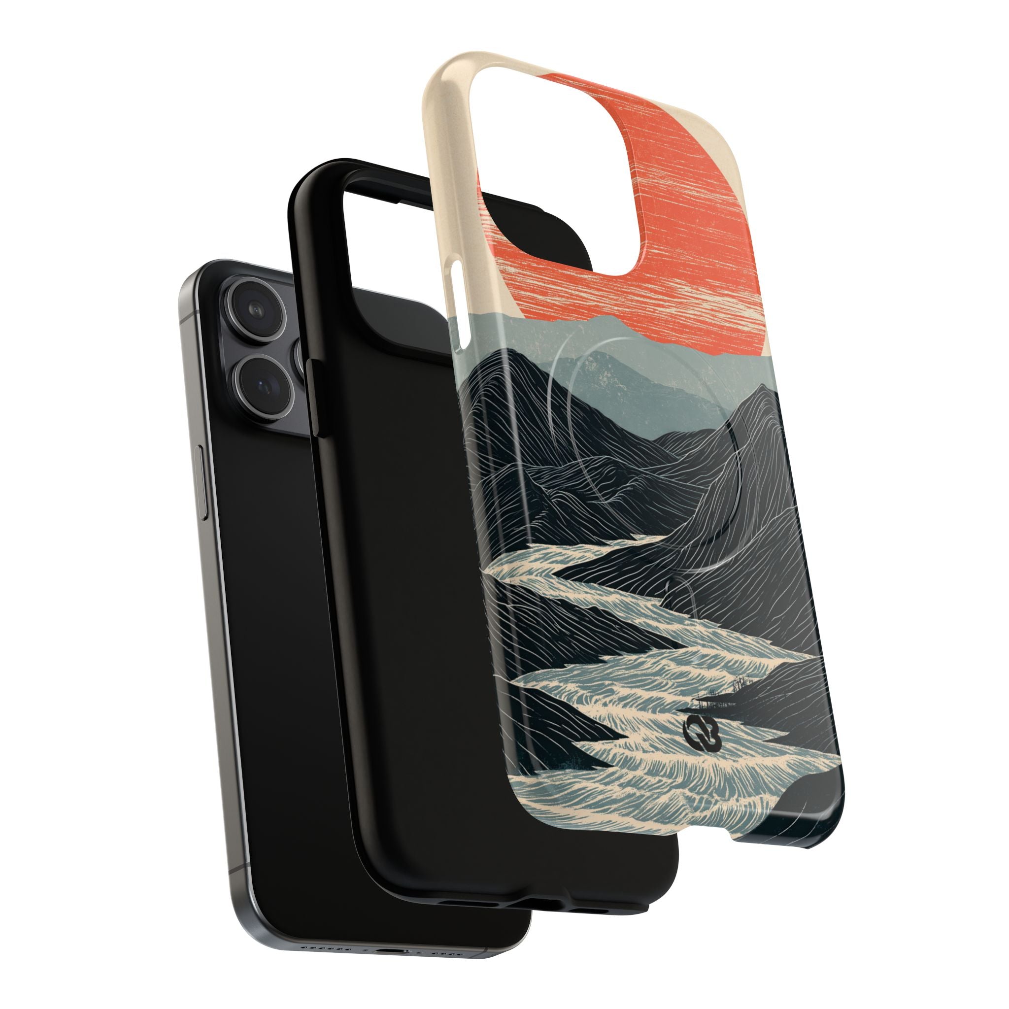 Beige Tough 2.0 Magsafe Phone Case for iPhone - Crimson Ridge Flow