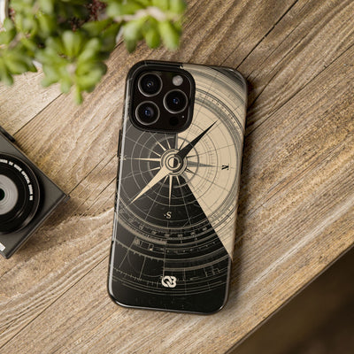 Beige Tough Phone Case for iPhone - Obsidian Nautical Blueprint
