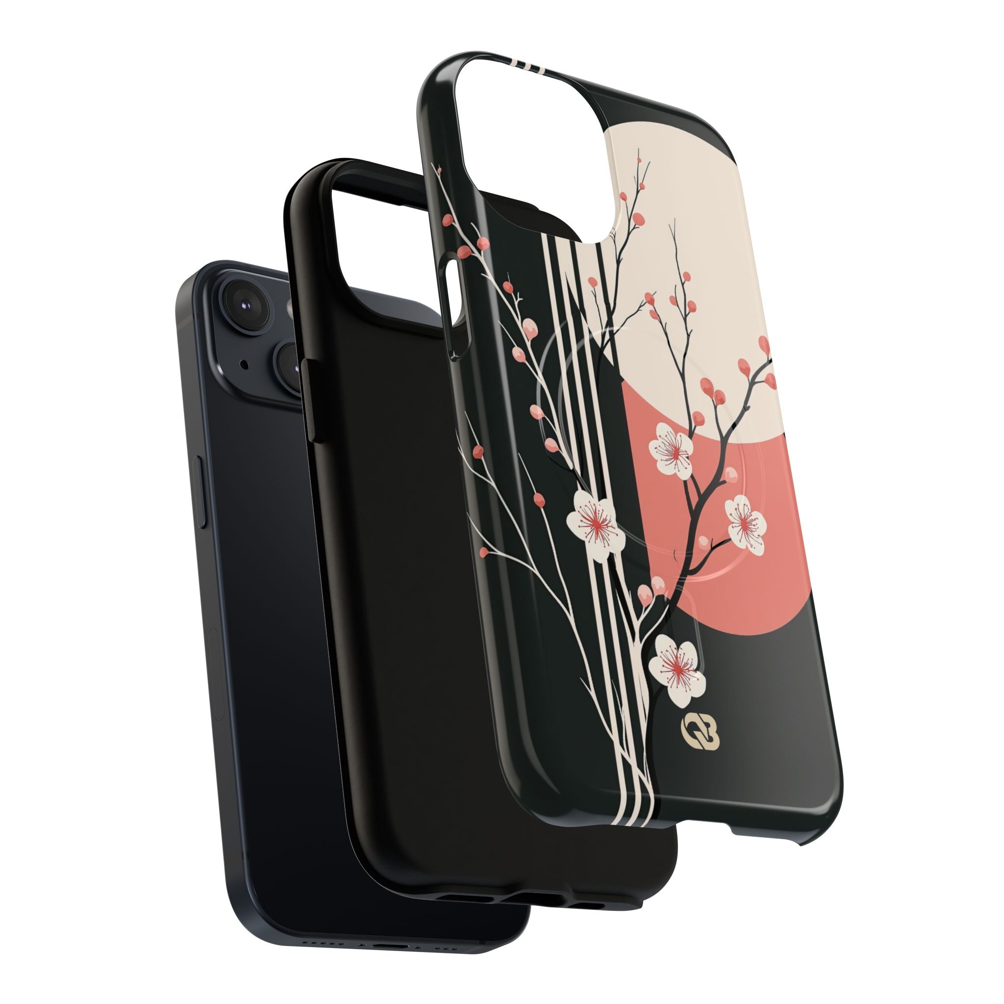 Black Tough 2.0 Magsafe Phone Case for iPhone - Kyoto Midnight Blossom