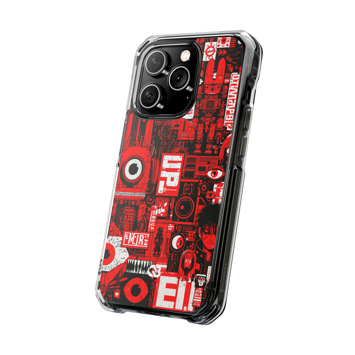 Neo Mecha Collage · Clear Impact Magnetic Phone Case for iPhone · Red