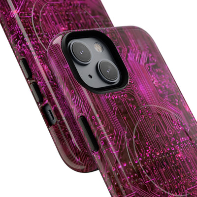 Magenta Circuit Trace · Tough 2.0 Magnetic Phone Case for iPhone · Pink