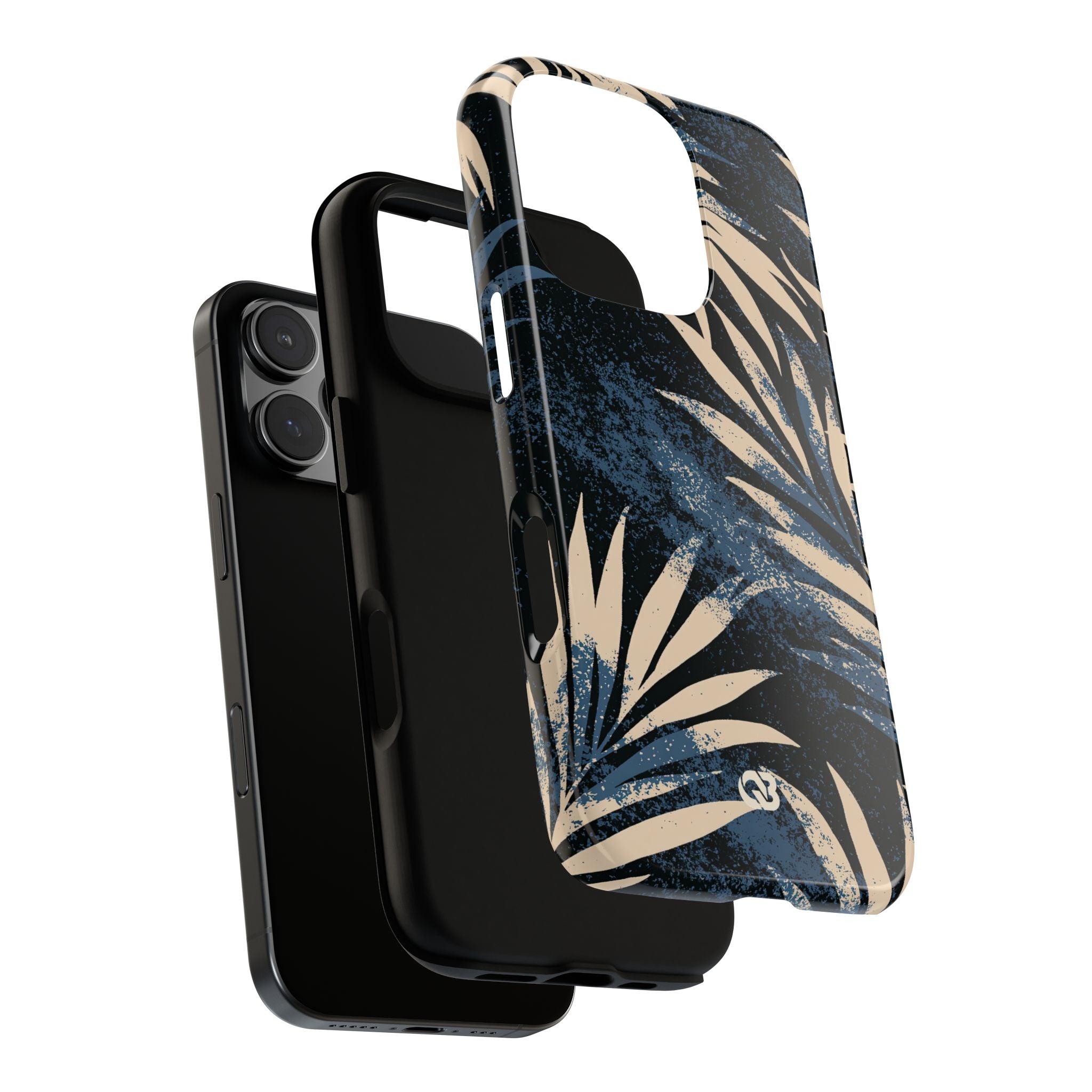 Blue Tough Phone Case for iPhone - Midnight Indigo Palm