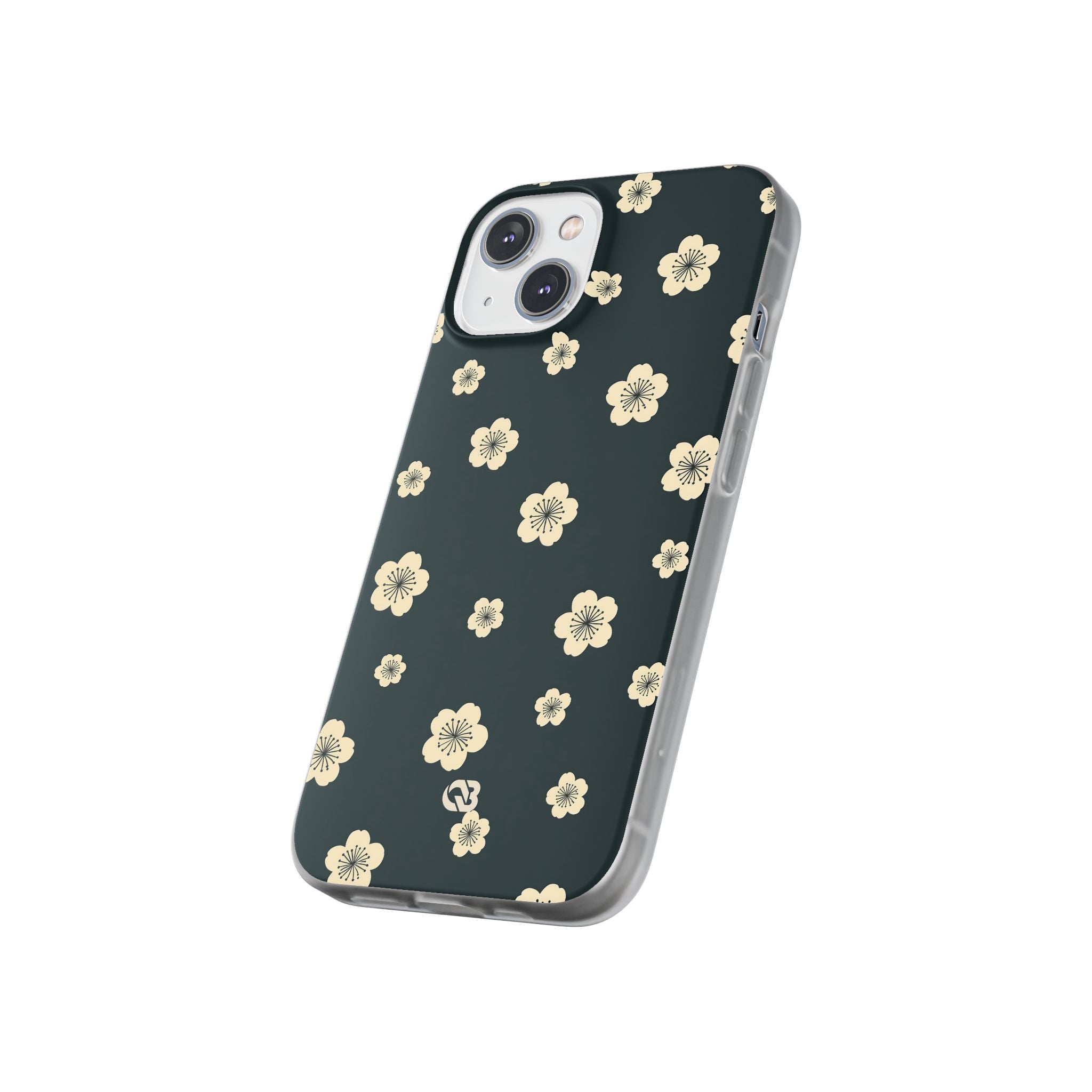 Teal Lite Phone Case for iPhone - Obsidian Cream Petals