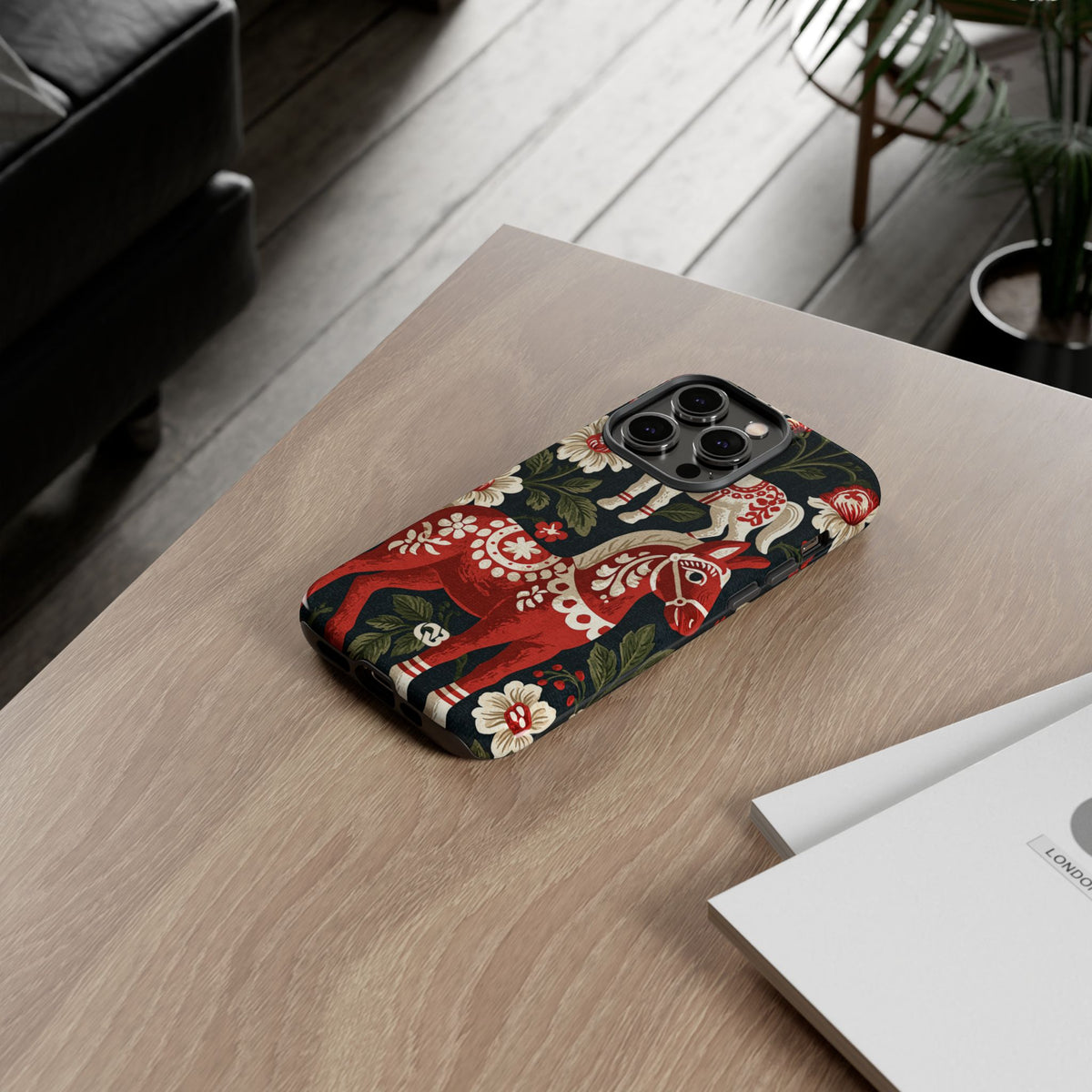 Nordic Dala Meadow · Tough Phone Case for iPhone · Red