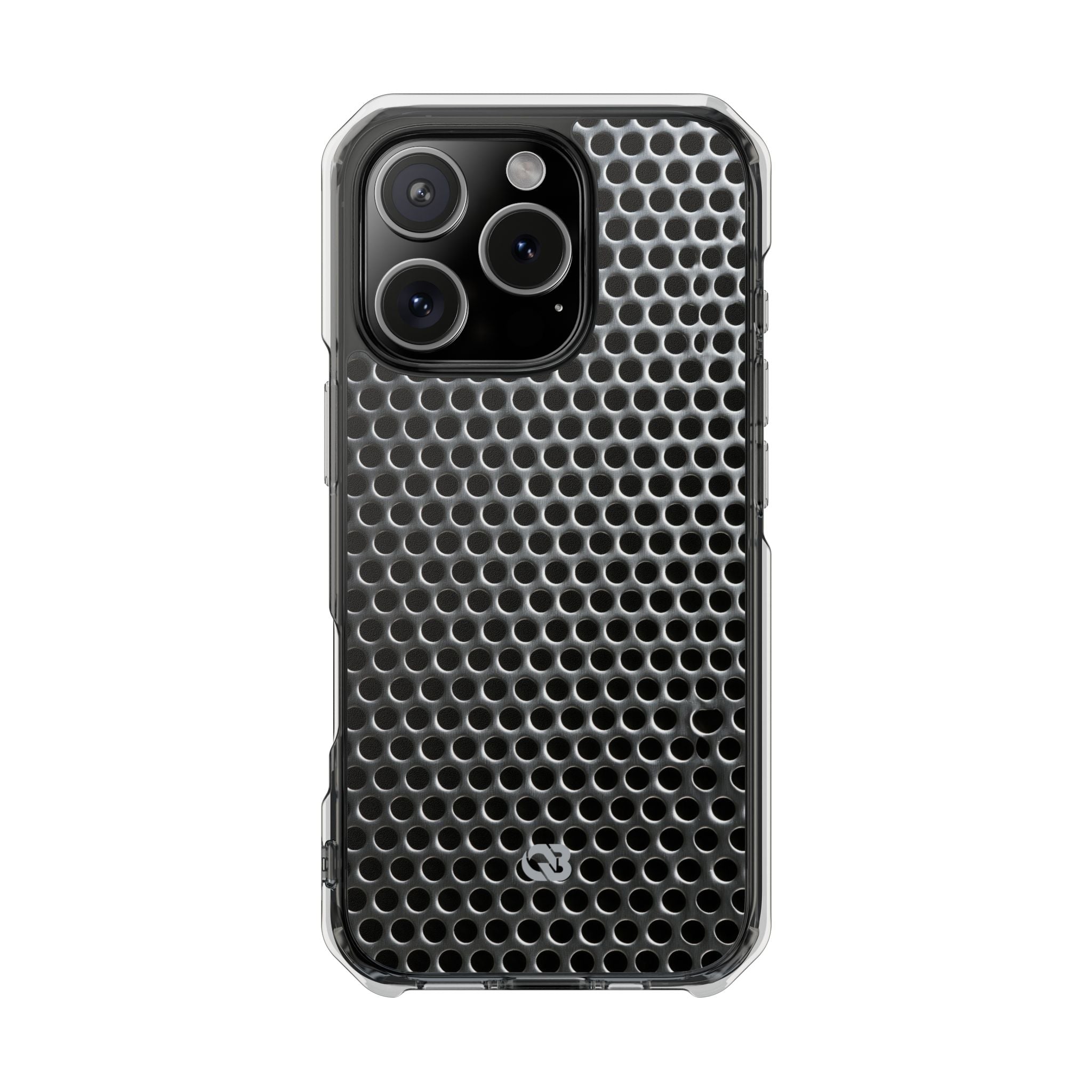 Silver Impact MagSafe Phone Case for iPhone - Brutalist Steel Mesh