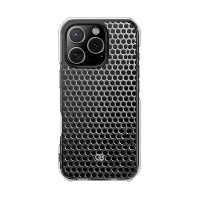 Silver Impact MagSafe Phone Case for iPhone - Brutalist Steel Mesh