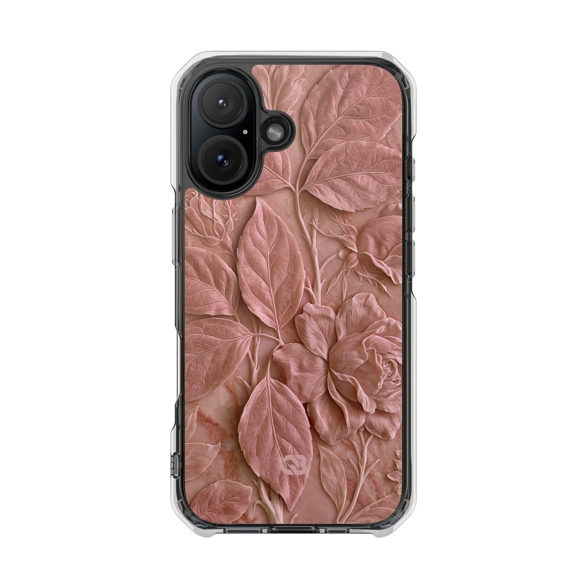 Blush Rose Relief · Clear Impact Magnetic Phone Case for iPhone · Pink