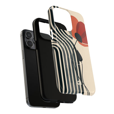 Beige Tough 2.0 Magsafe Phone Case for iPhone - Crimson Line Bloom