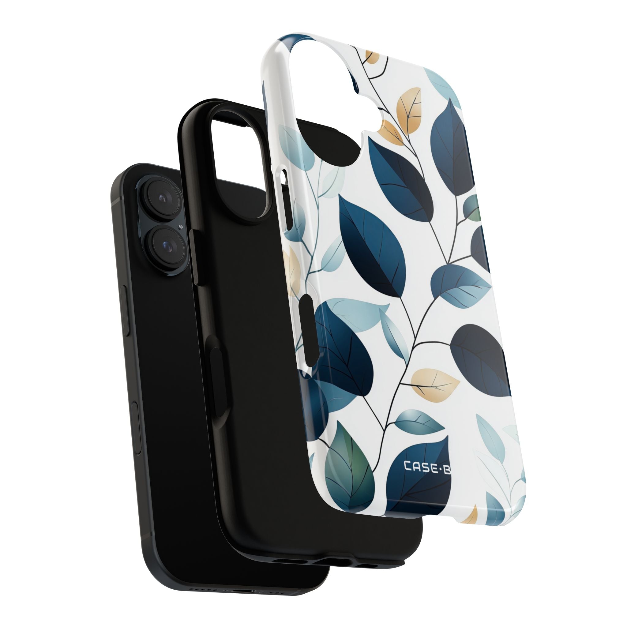 Navy Leaf Veins iPhone 16 Case - Tough