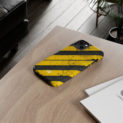 Cracked Hazard Stripes · Tough Phone Case for iPhone