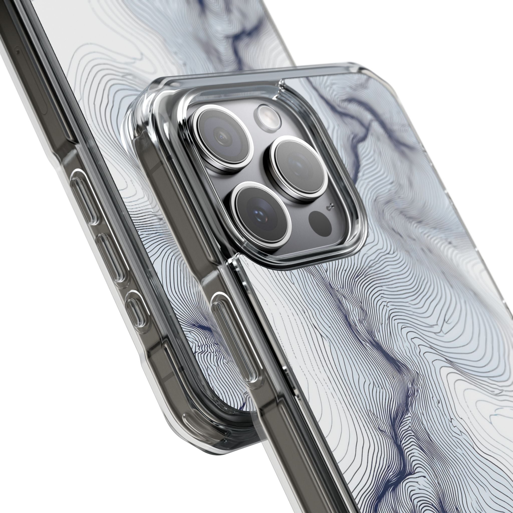 White Impact MagSafe Phone Case for iPhone - Nordic Ridge Topo