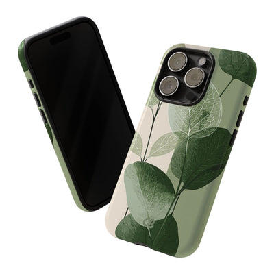 Green Tough Phone Case for iPhone - Sage Leaf Skeletals