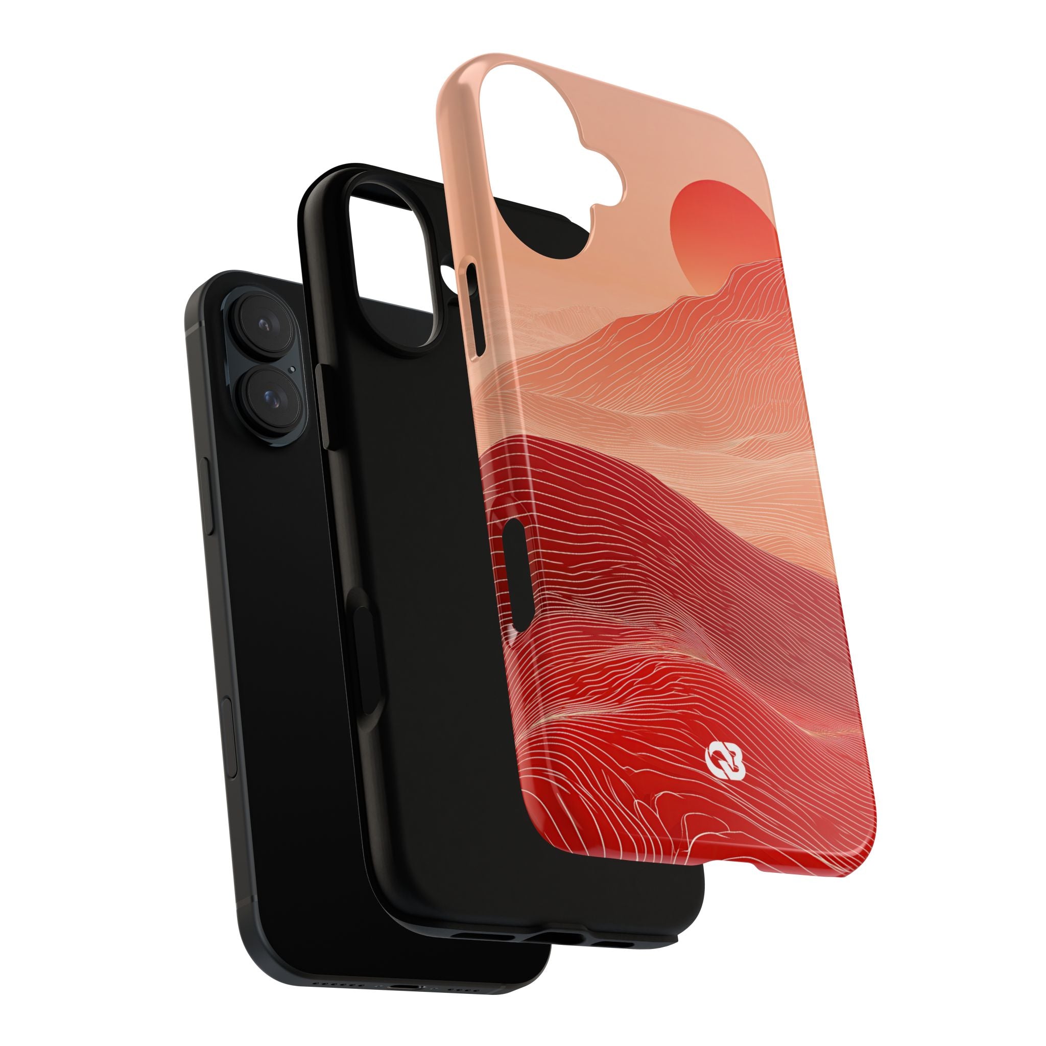 Red Tough Phone Case for iPhone - Crimson Ridge Lines