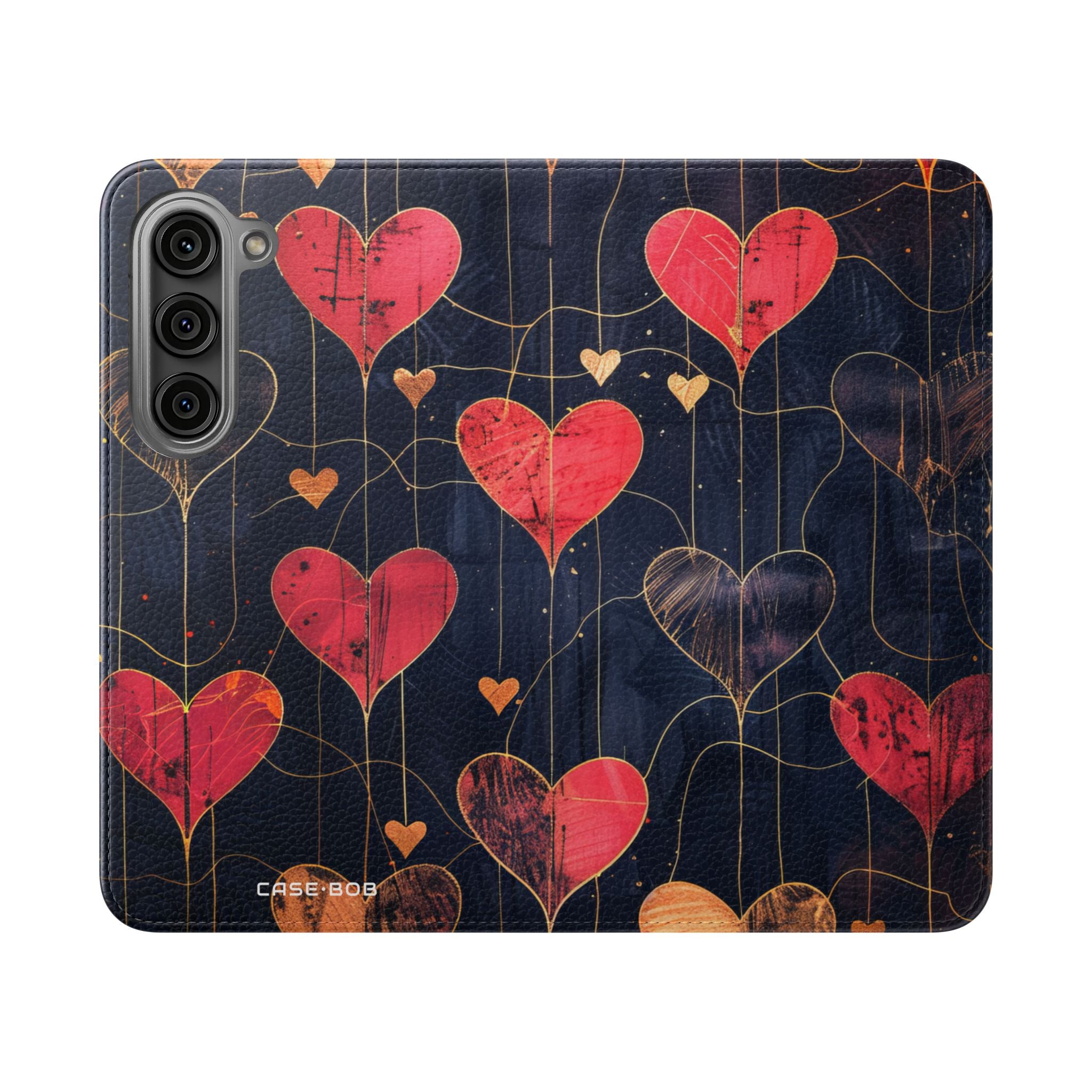 Textured Heart Grid - Samsung S23 Case - Wallet