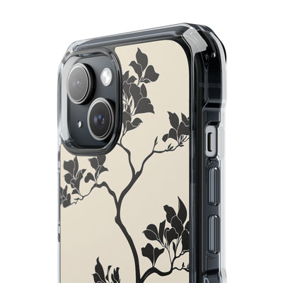 Beige Impact MagSafe Phone Case for iPhone - Obsidian Bonsai Silhouette