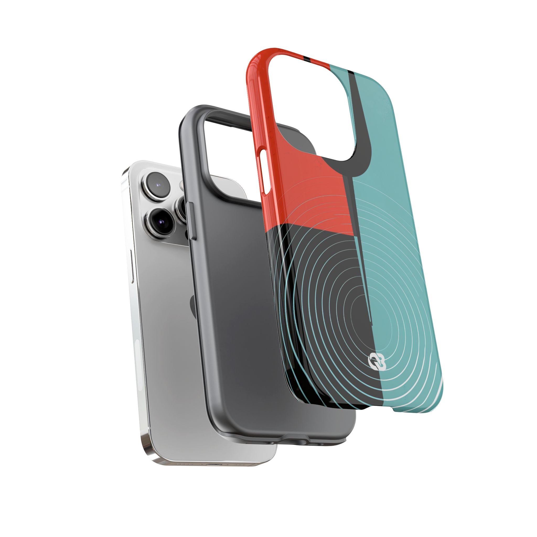 Teal Tough Phone Case for iPhone - Sonic Static Split