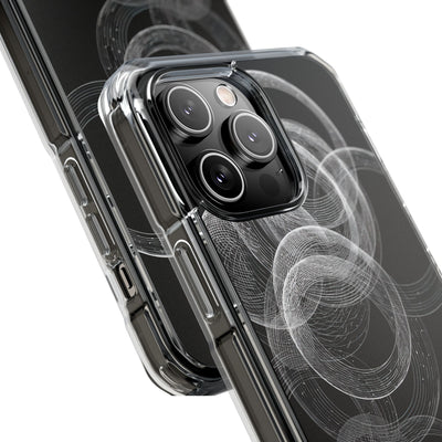 Black Impact MagSafe Phone Case for iPhone - Kinetic Wireframe Orbit