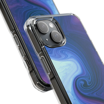 Azure Fluid Swirl · Clear Impact Magnetic Phone Case for iPhone · Blue
