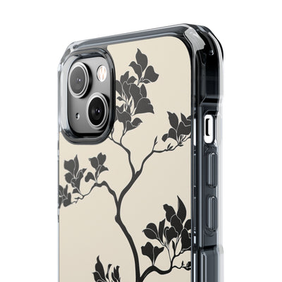 Beige Impact MagSafe Phone Case for iPhone - Obsidian Bonsai Silhouette