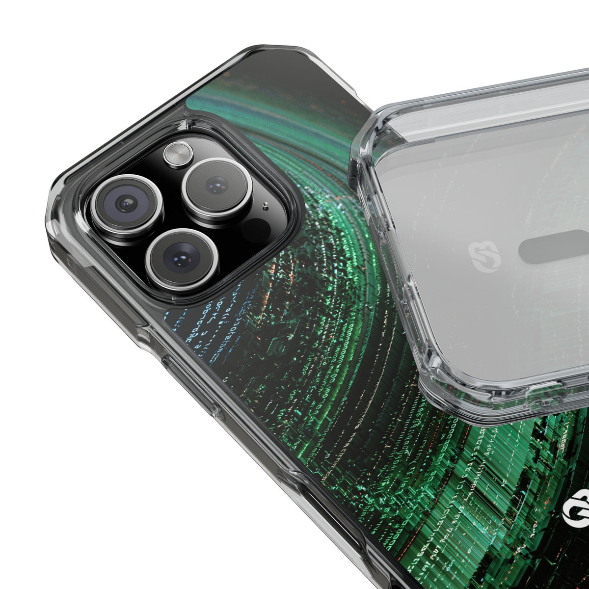 Orbital Data Stream · Clear Impact Magnetic Phone Case for iPhone · Green