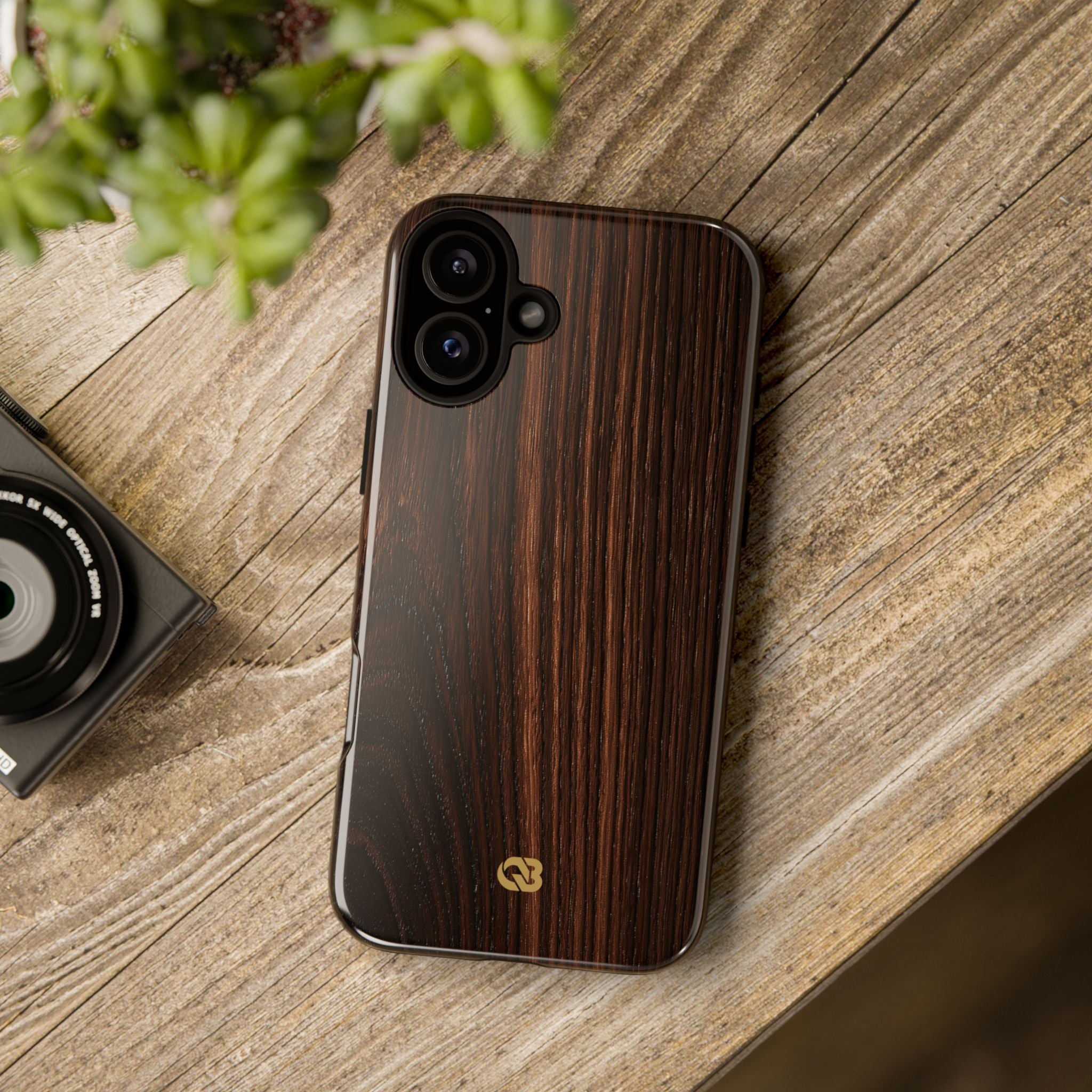 Brown Tough Phone Case for iPhone - Burnished Mahogany Grain