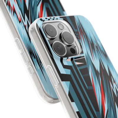 Blue Lite Phone Case for iPhone - Glitch Peak Cyan