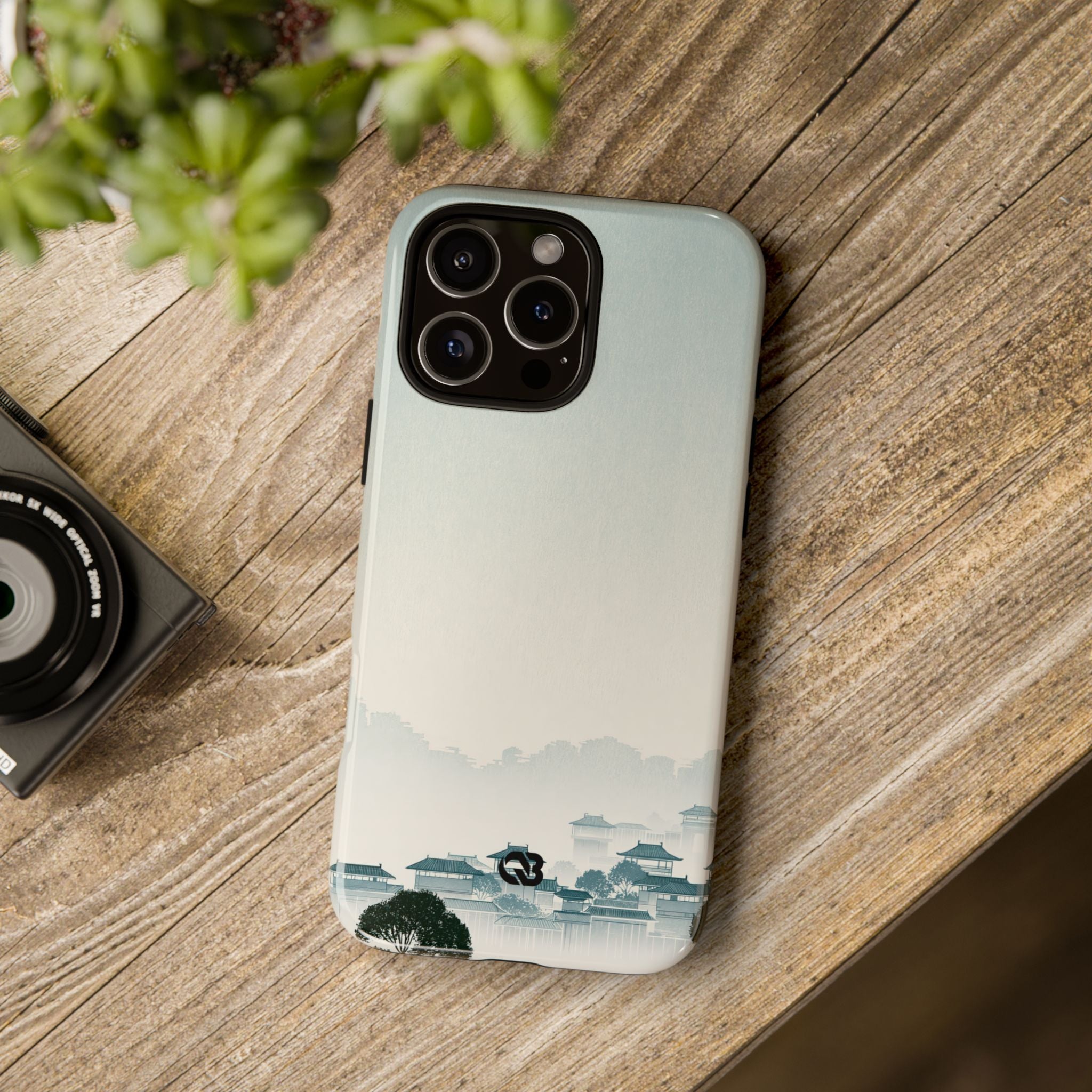 Blue Tough Phone Case for iPhone - Mist Valley Pagoda