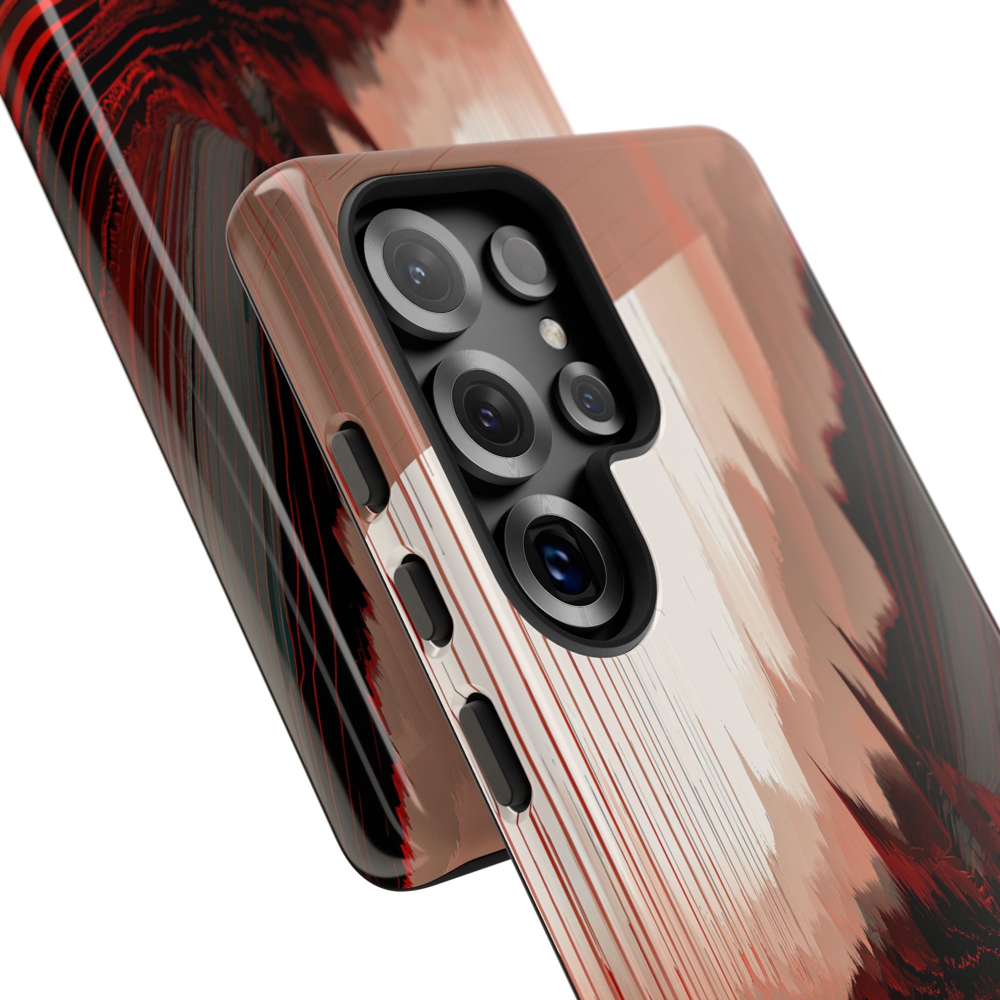 Red Tough Phone Case for Samsung - Crimson Pulse Horizon