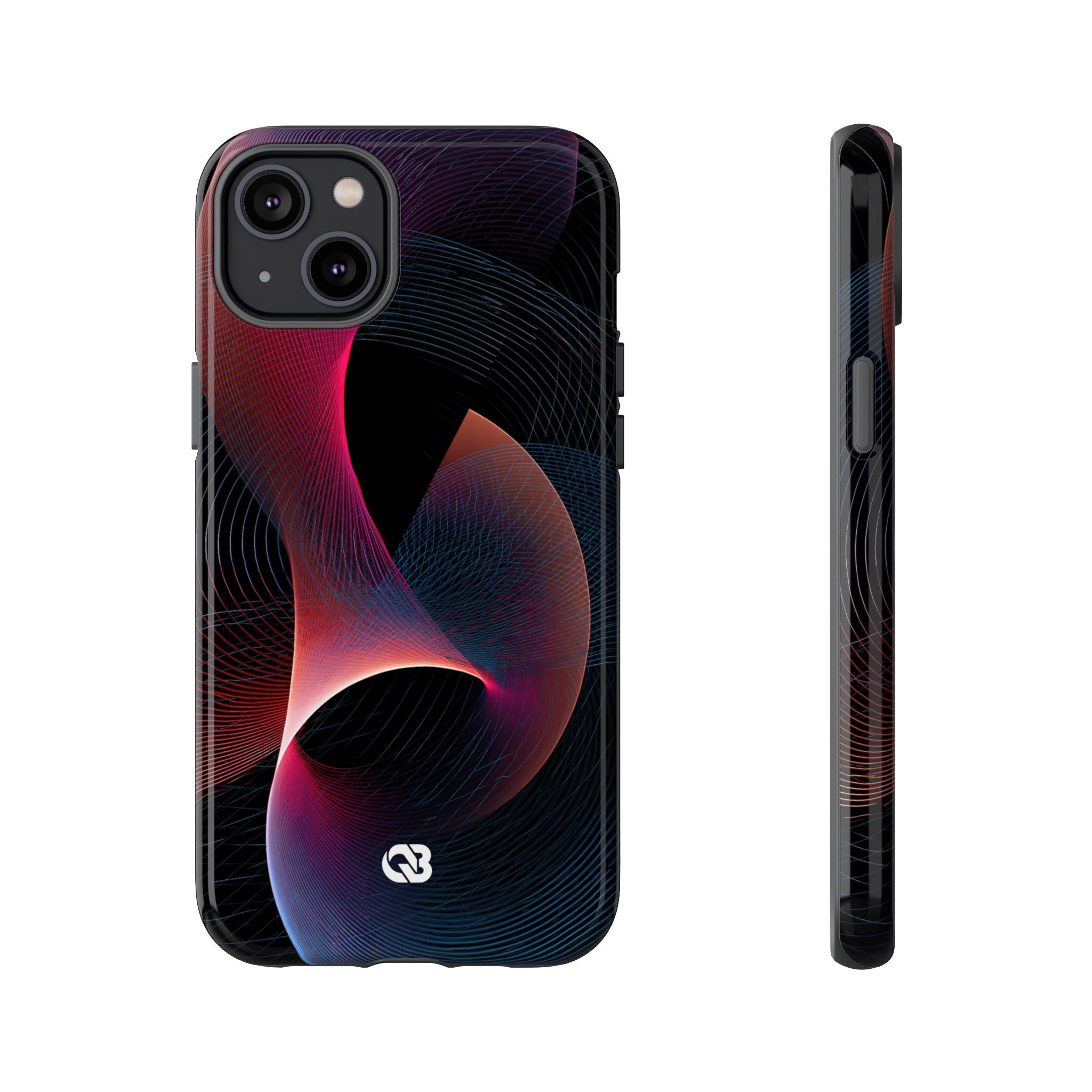 Black Tough Phone Case for iPhone - Cobalt Crimson Flux