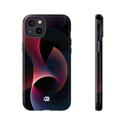 Black Tough Phone Case for iPhone - Cobalt Crimson Flux