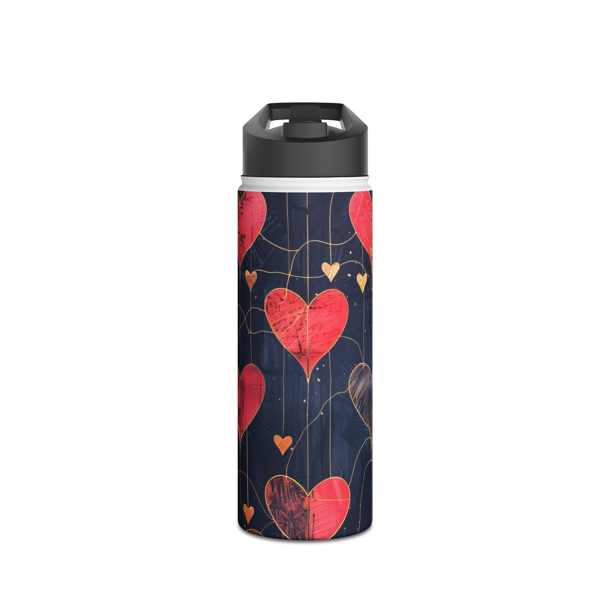 Textured Heart Grid - Stainless Steel Water Bottle