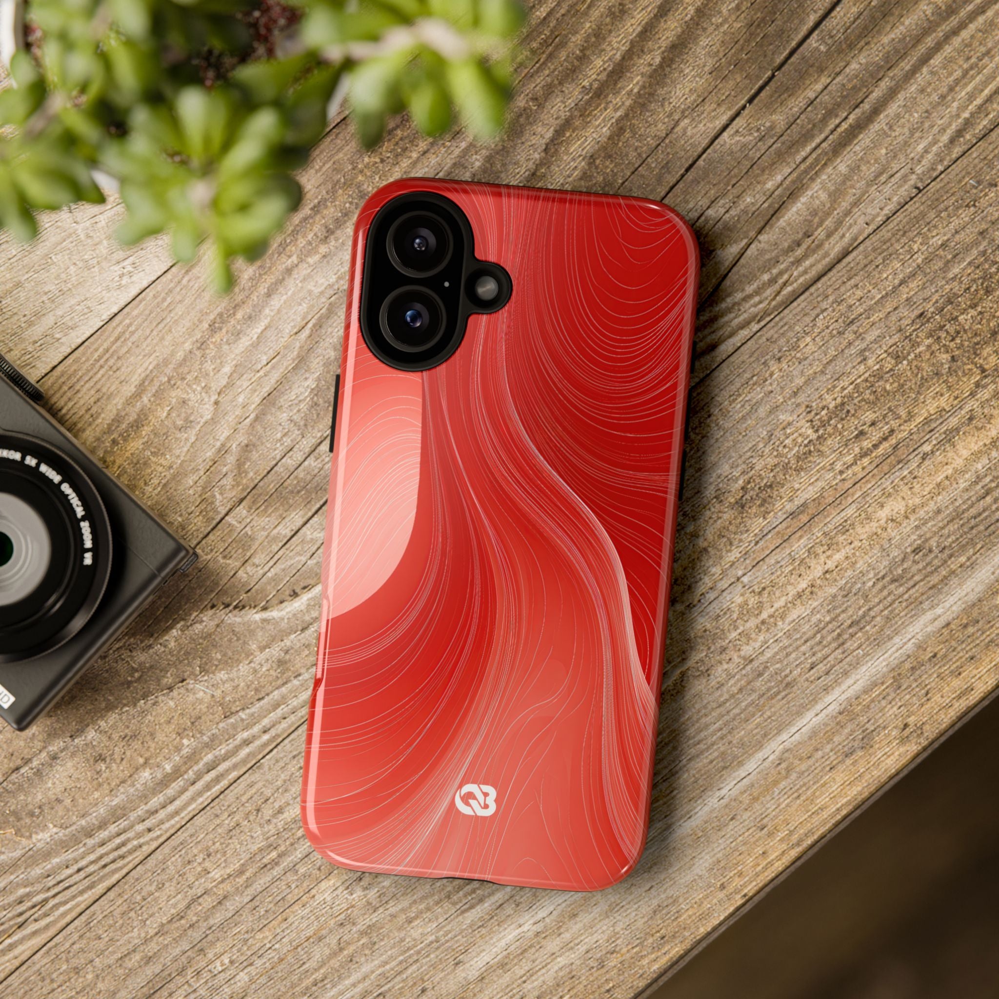 Red Tough Phone Case for iPhone - Crimson Silk Strands