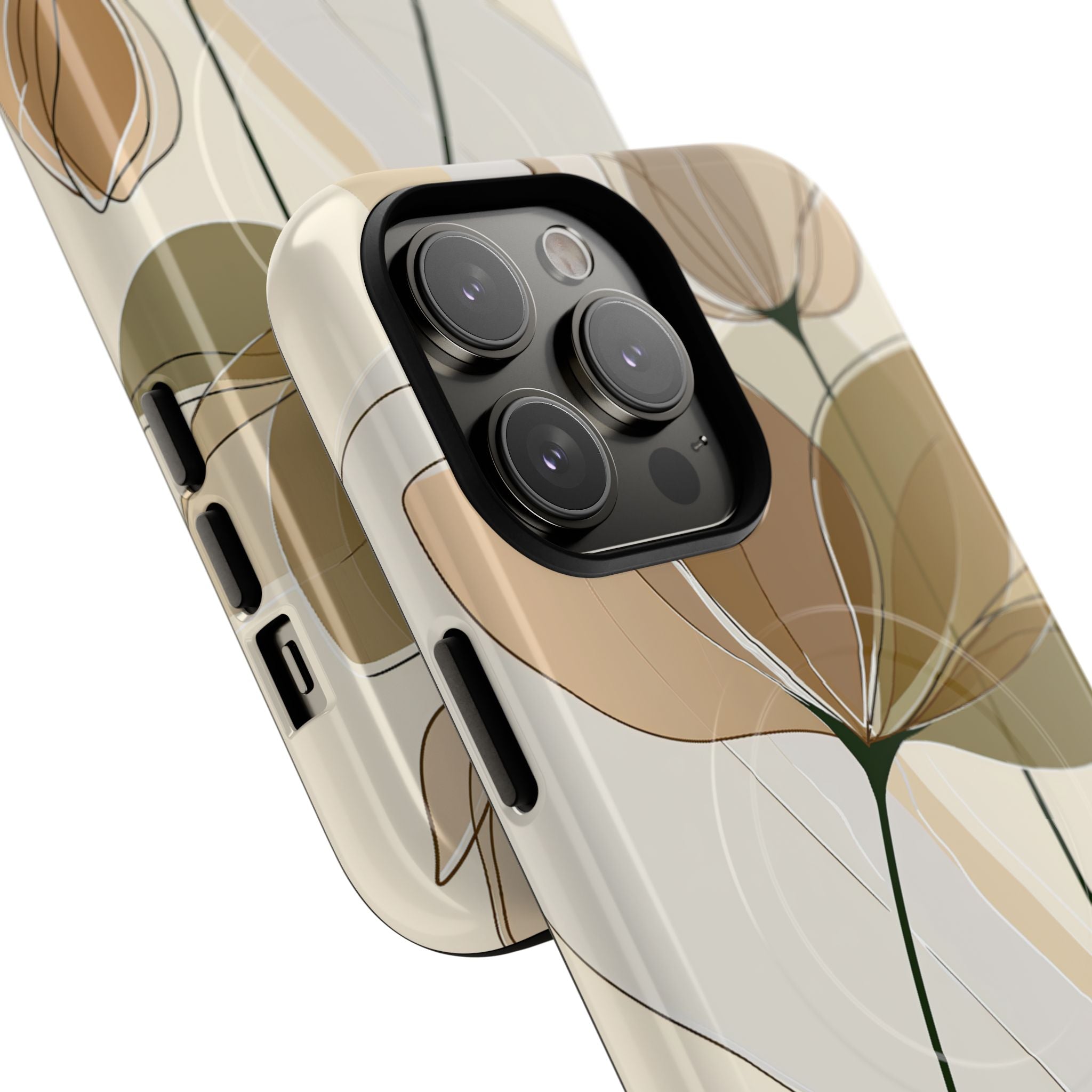 Beige Tough 2.0 Magsafe Phone Case for iPhone - Muted Ochre Petals